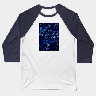 Blue Liquid Swirls Baseball T-Shirt